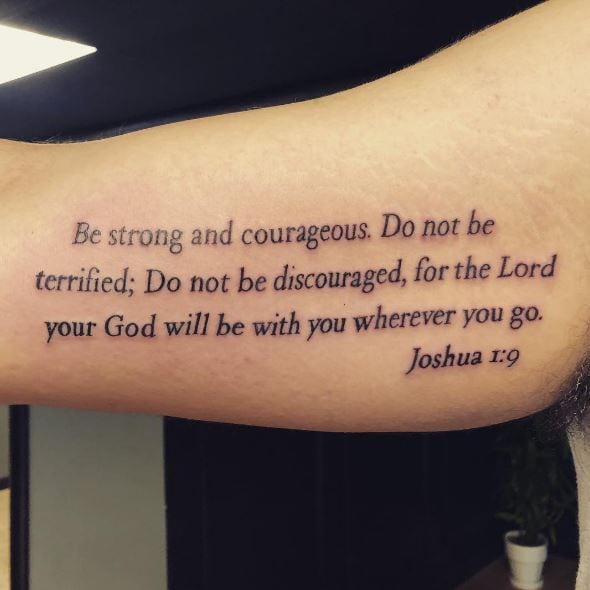 Joshua 1:9 Bible Verse Biceps Tattoo