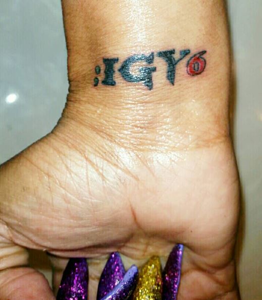 Black and Red Semi Colon IGY6 Wrist Tattoo