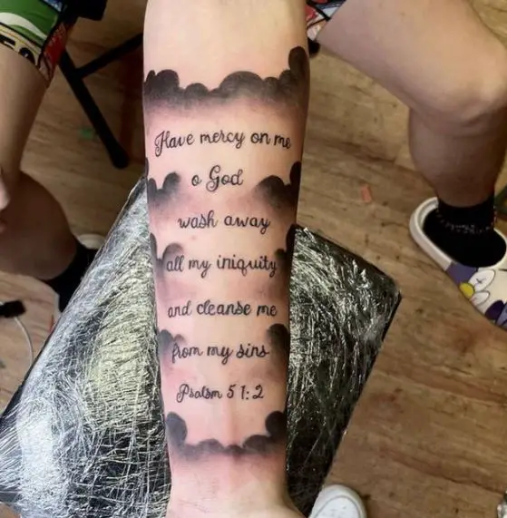 Psalm 51:2 Bible Verse Forearm Tattoo