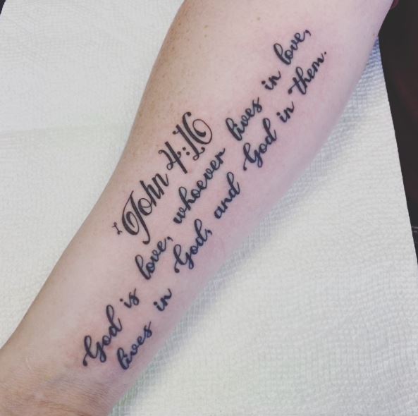 John 4:16 Bible Verse Forearm Tattoo