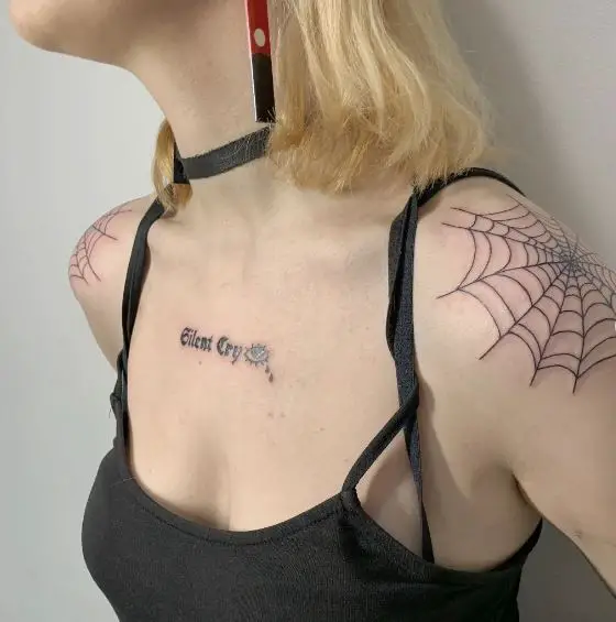 Spider Web both Shoulders Tattoos