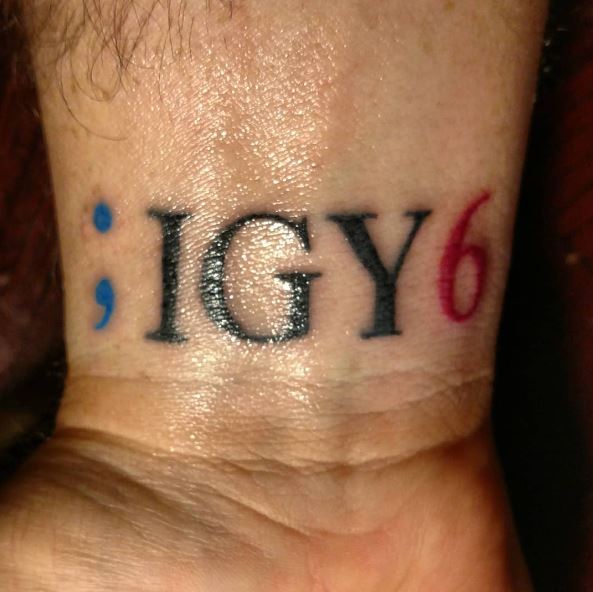 Small Semi Colon IGY6 Wrist Tattoo