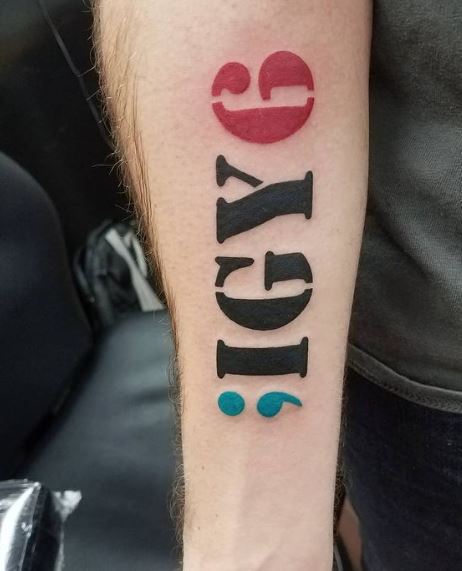 Semi Colon IGY6 Forearm Tattoo