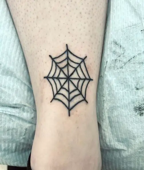 Small Black Spider Web Tattoo