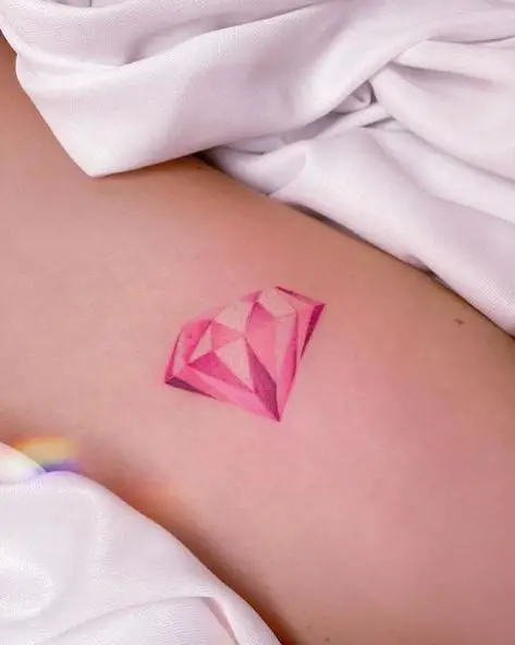 3D Pink Diamond Tattoo Piece