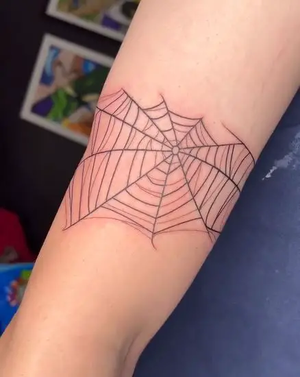 Simple Spider Web Arm Band Tattoo