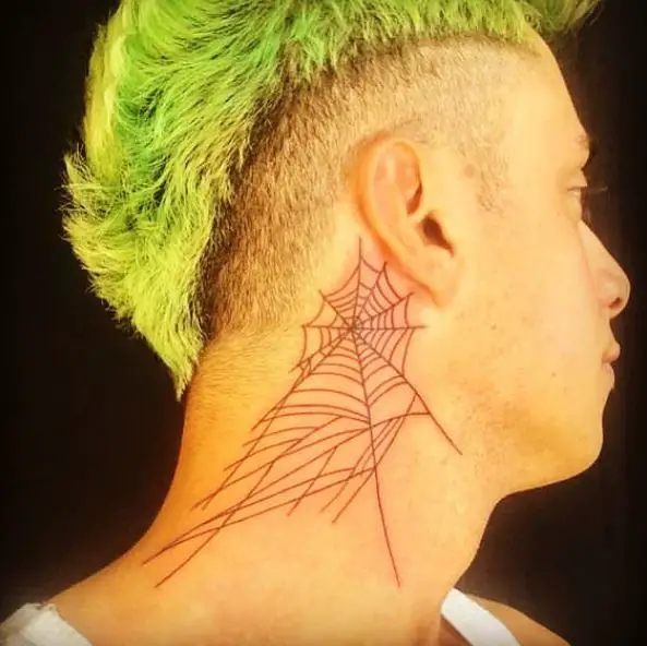 Simple Spider Web Neck Tattoo