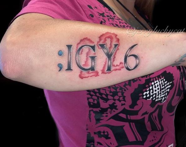 Colored IGY6 22 Forearm Tattoo