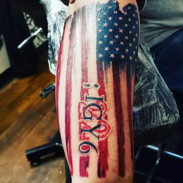 Big USA Flag and IGY6 22 Arm Tattoo