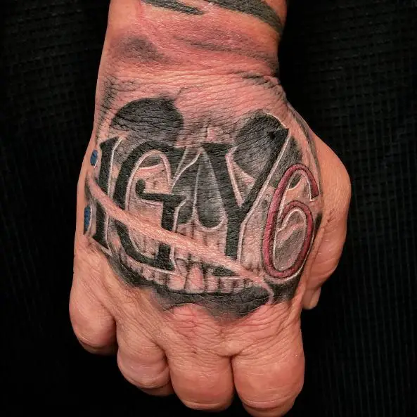 Skull and IGY6 Hand Tattoo