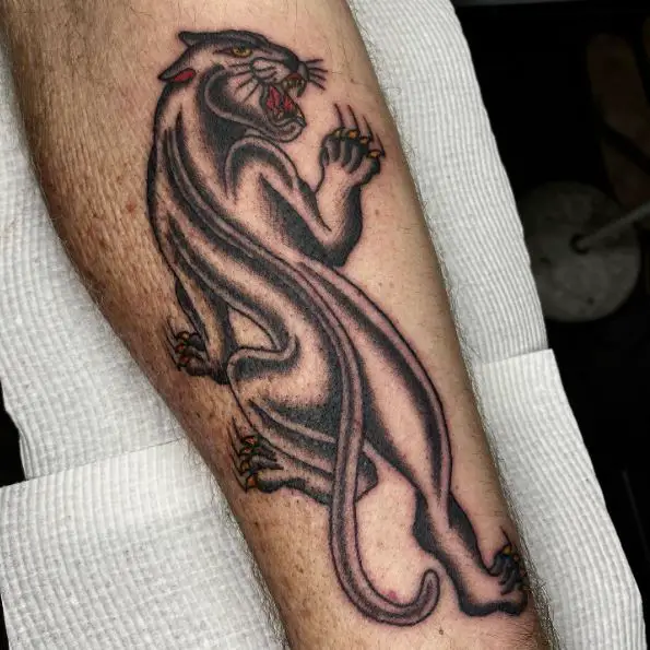 Roaring Panther Tattoo on the Forearm