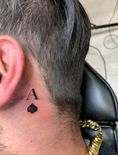 Ace of Spades Tattoo Behind the Ear