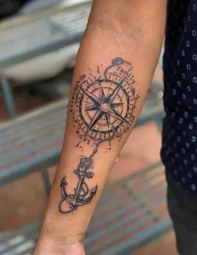 Anchor and Compass Abstract Tattoo