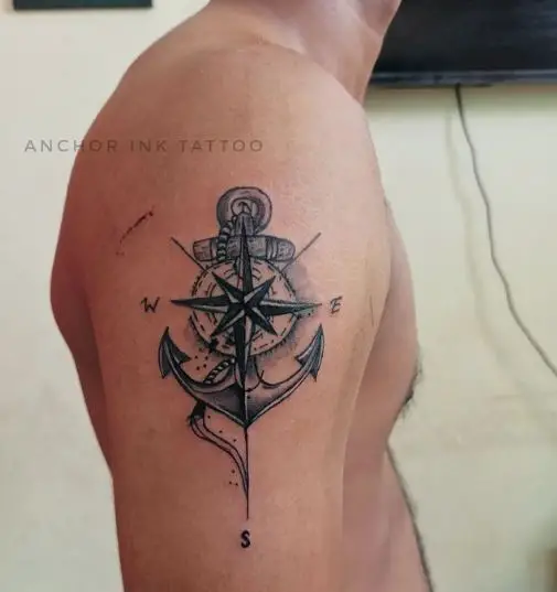 Anchor and Compass Tattoo