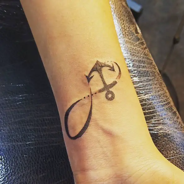Anchor and Infinity Tattoo On Wrist