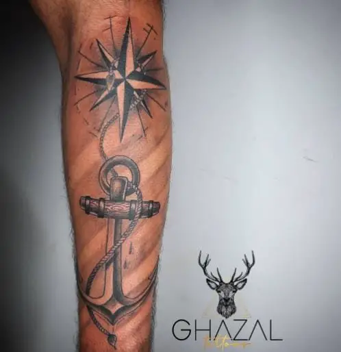 Anchor and North Star Tattoo