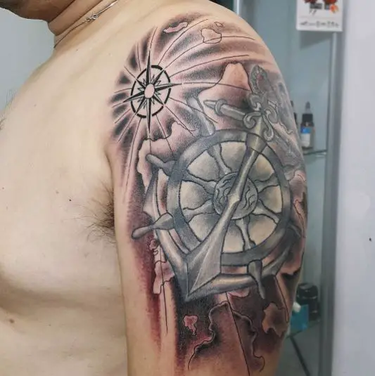 Anchor with Map Arm Tattoo