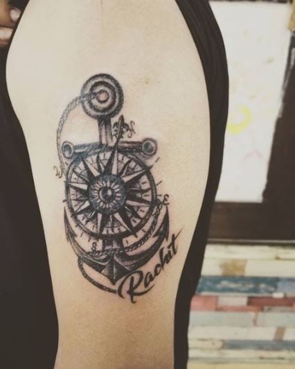 Anchor with Text Arm Tattoo