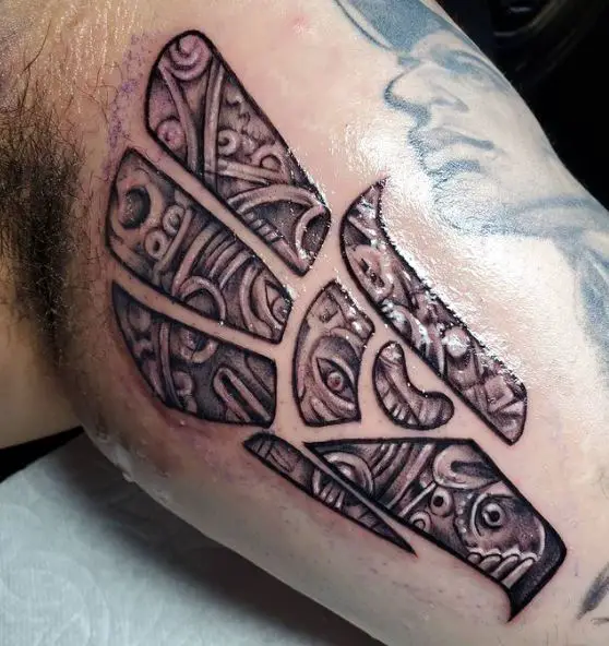 Aztec Eagle Inner Bicep Tattoo