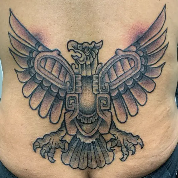 Aztec Eagle Tummy Tattoo Piece