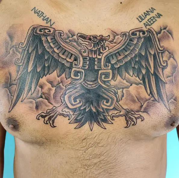 Aztec eagle tattoo with names