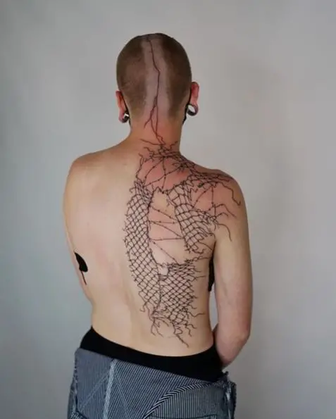 Barbed Wire Head to Back Tattoo