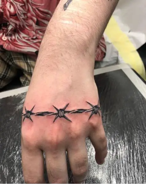 Barbed Wire Knuckle Tattoo