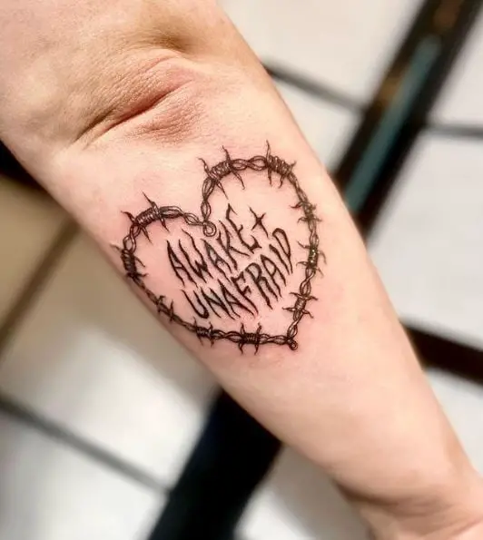 Barbed Wire Lettering Tattoo