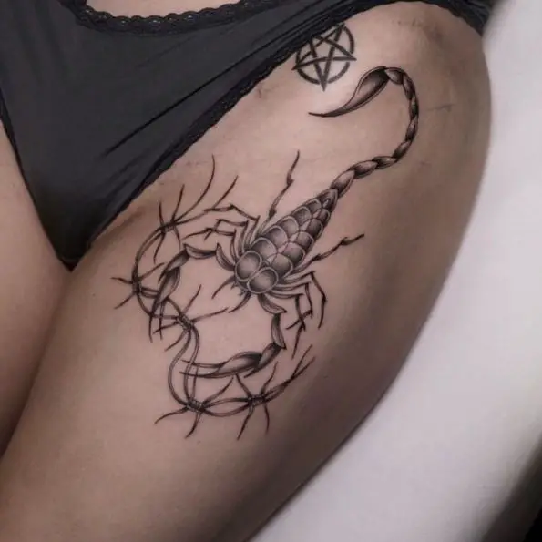 Barbed Wire Scorpion Tattoo