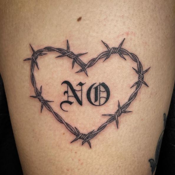 Barbed Wire with a NO Text Tattoo