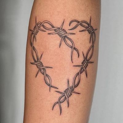 Fine line barbed wire first piece on me done by Cora at Midguard tattoo  in Dallas TX  rtattoos