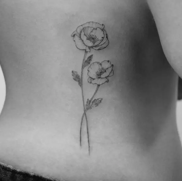 Beautiful sketch style poppy flowers tattoo