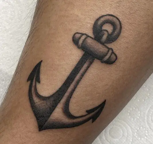Black Anchor Forearm Tattoo