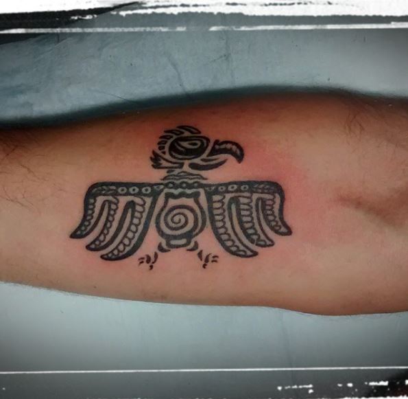 Black Aztec Eagle Symbol Tattoo