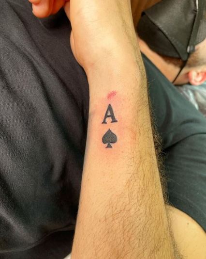 Black Bold Ace of Spades Hand Tattoo