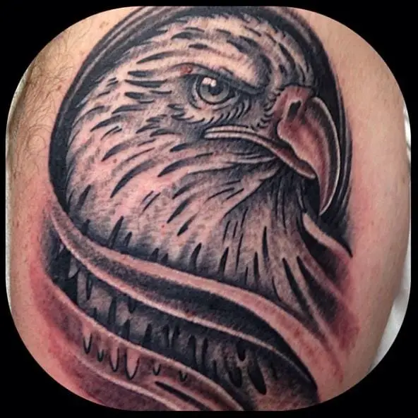 Black Eagle Head Arm Tattoo
