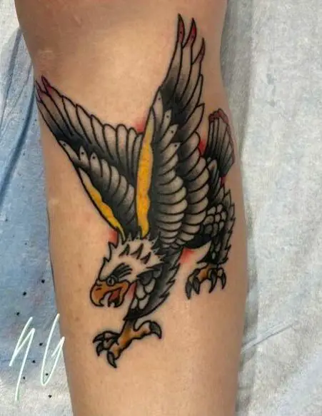 Black Flying Traditional Eagle Tattoo