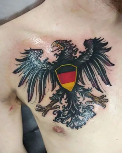 Black German Eagle Tattoo on the Chest