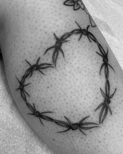 Black Heart Barbed Wire Tattoo
