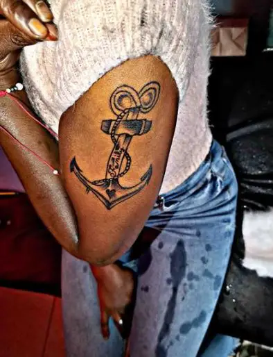 Black Infinity Anchor Arm Tattoo