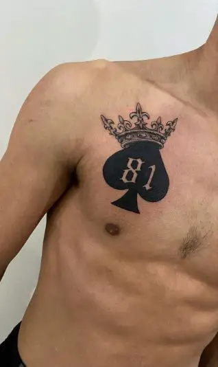 Black Spade Tattoo with Crown Number 81