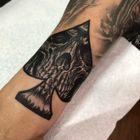 Black Spades and Skull Tattoo