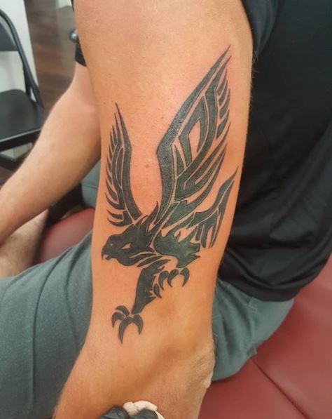 Black Tribe Eagle Arm Tattoo Piece