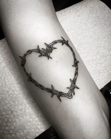 Black and Grey Barbed Wire Heart