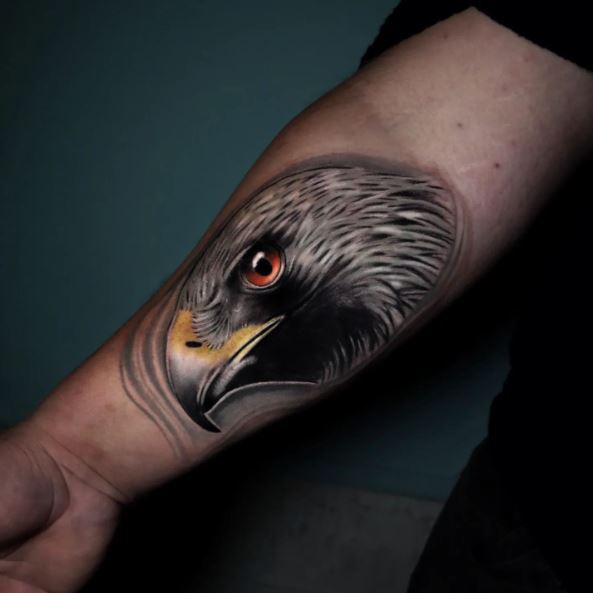 Black and Grey Eagle Head Tattoo