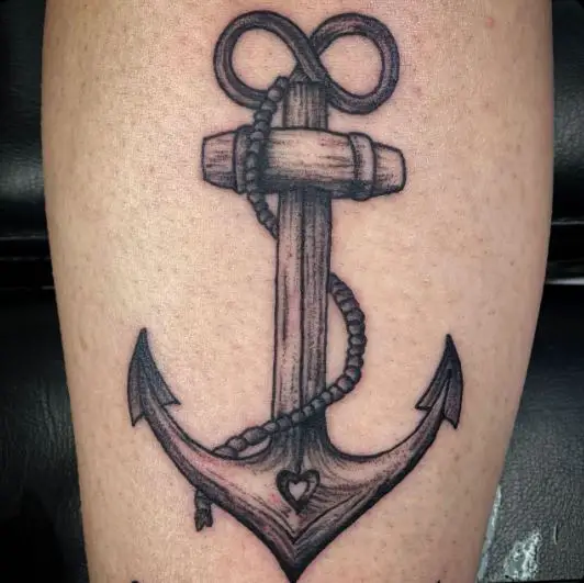 Black and Grey Infinity Anchor Tattoo