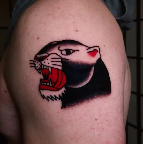Black and Red Panther Arm Tattoo