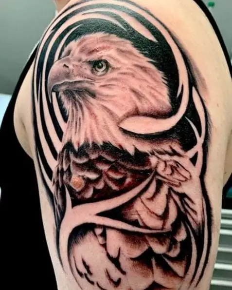 Black and White Eagle Tattoo