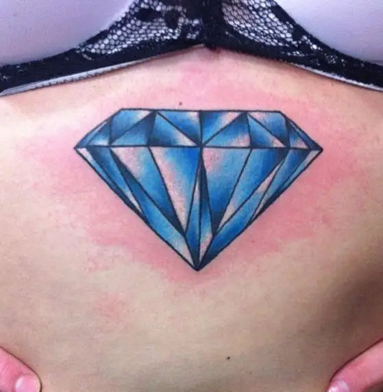 Blue Diamond with Black Lines Tattoo