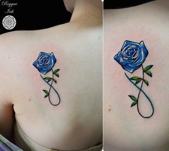 Blue Rose Infinity Tattoo